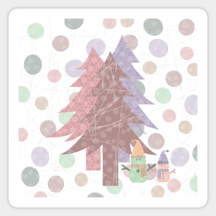 three trees - snowmen Sticker